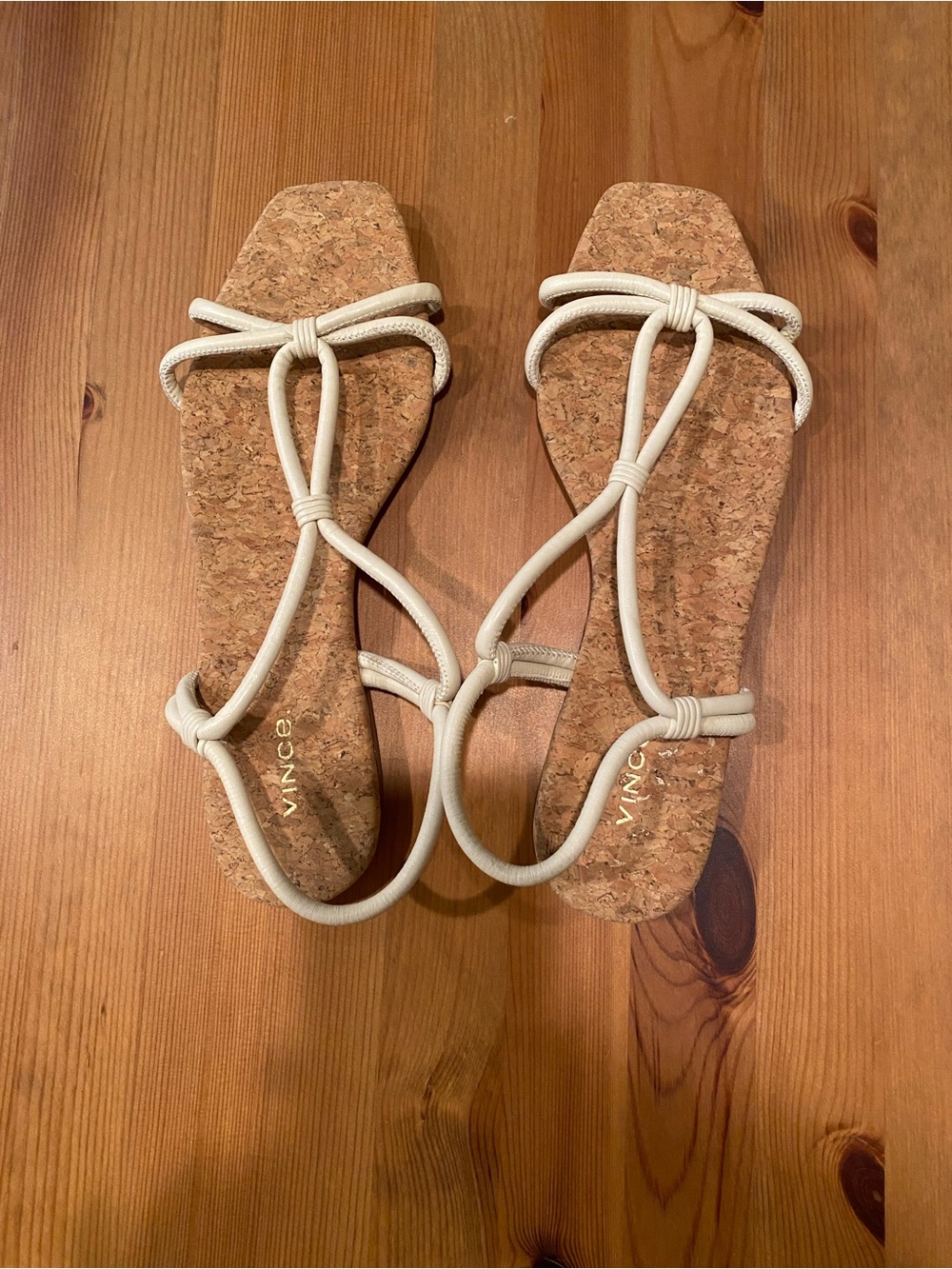 VINCE Hazen Off White Tubular Rope Strap Cork Footbed Flats Sandals EU 40 10